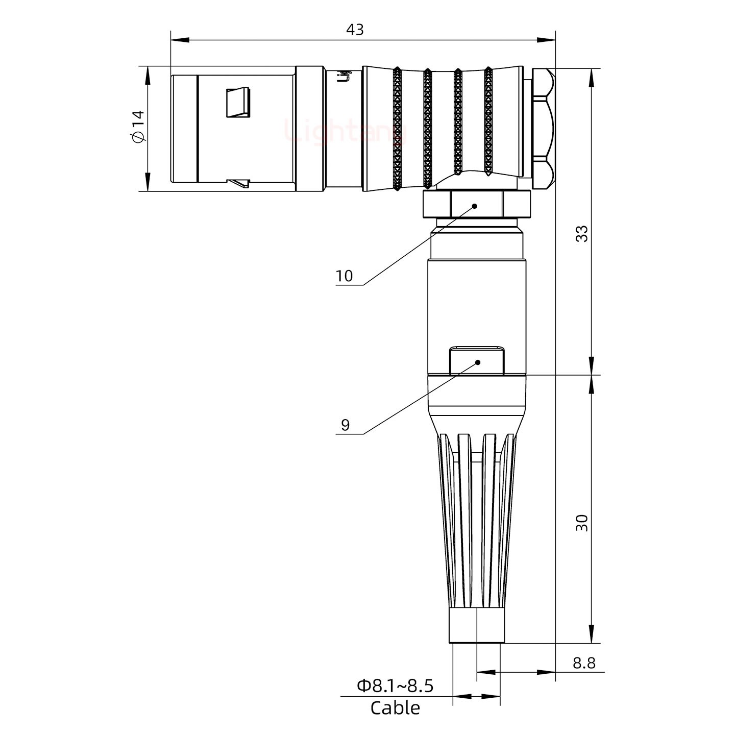 FHG.1K.002.CLAK85Z推拉自鎖帶護(hù)套彎式插頭