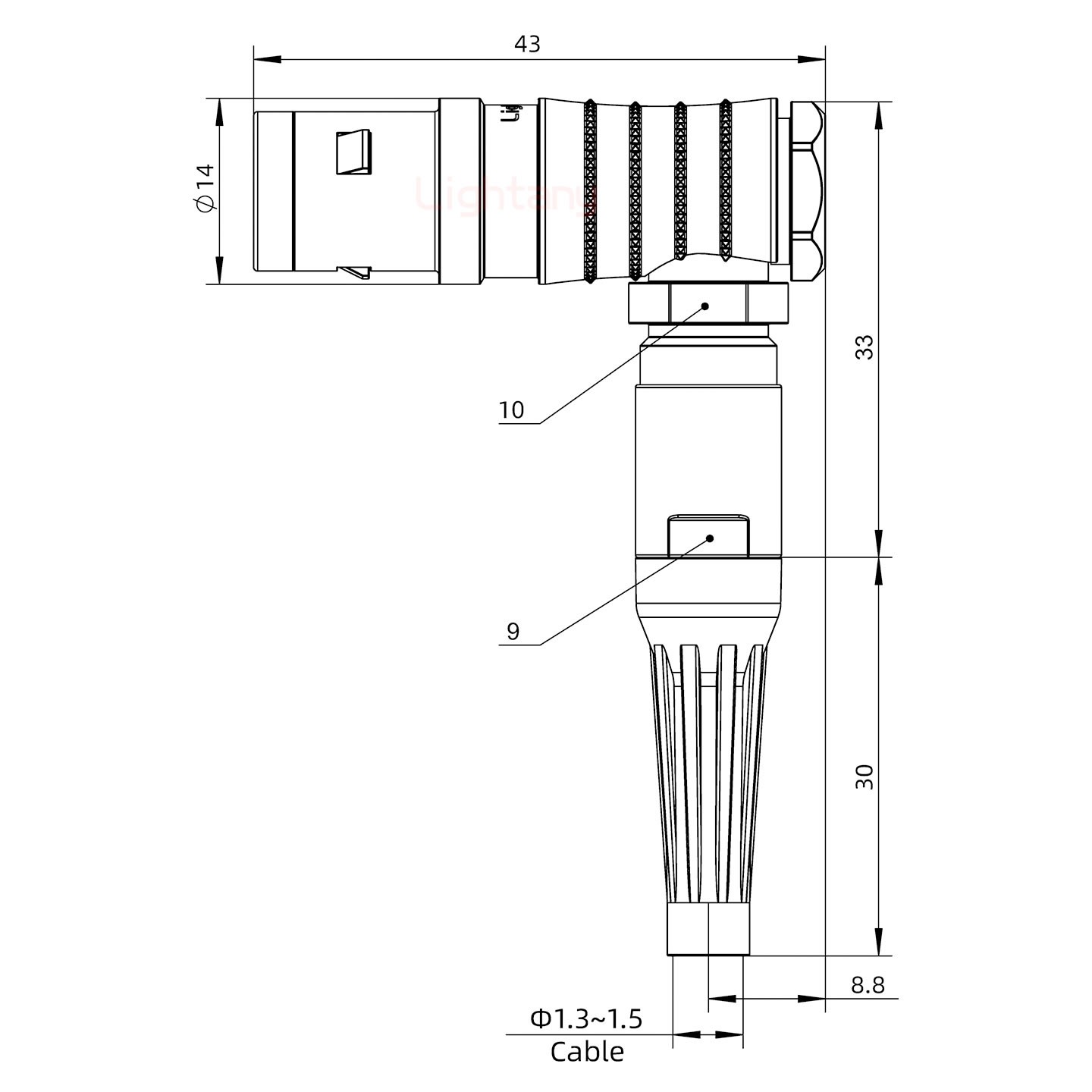 FHG.1K.002.CLAC15Z推拉自鎖帶護(hù)套彎式插頭