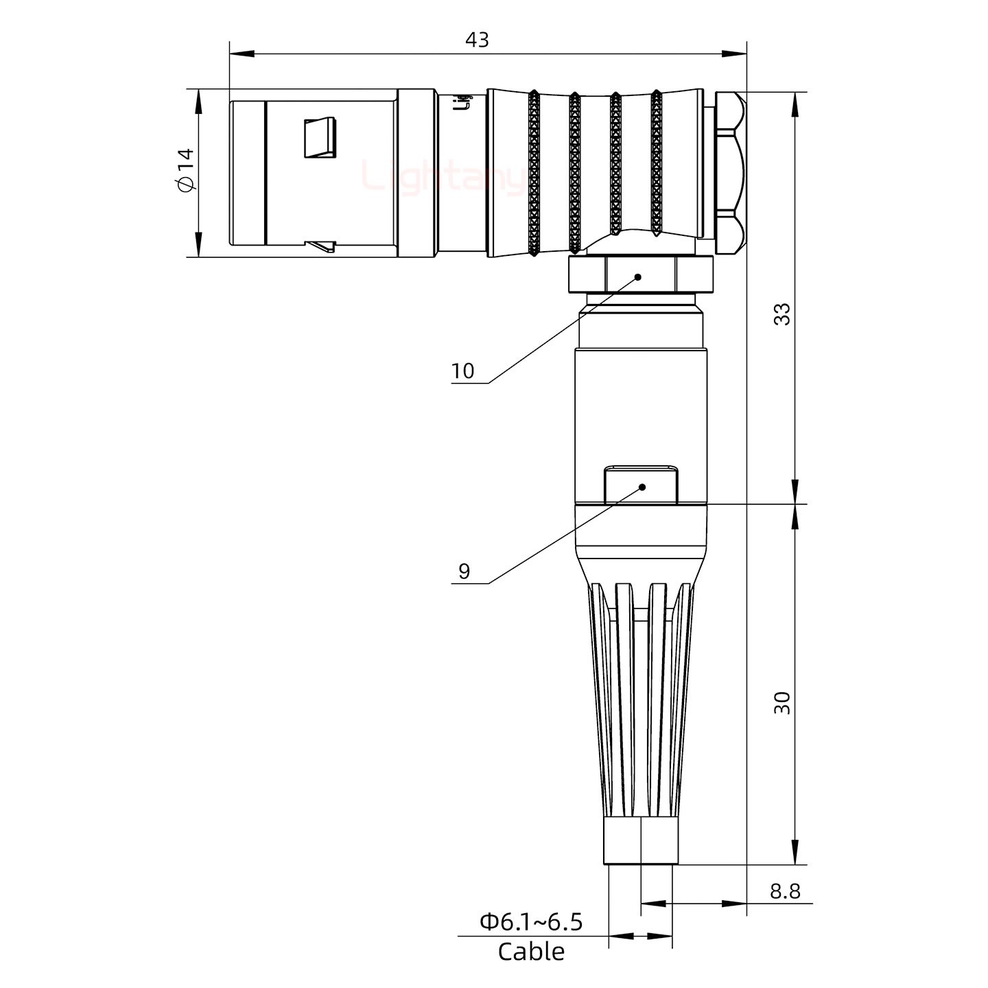 FHG.1K.002.CLAC65Z推拉自鎖帶護(hù)套彎式插頭