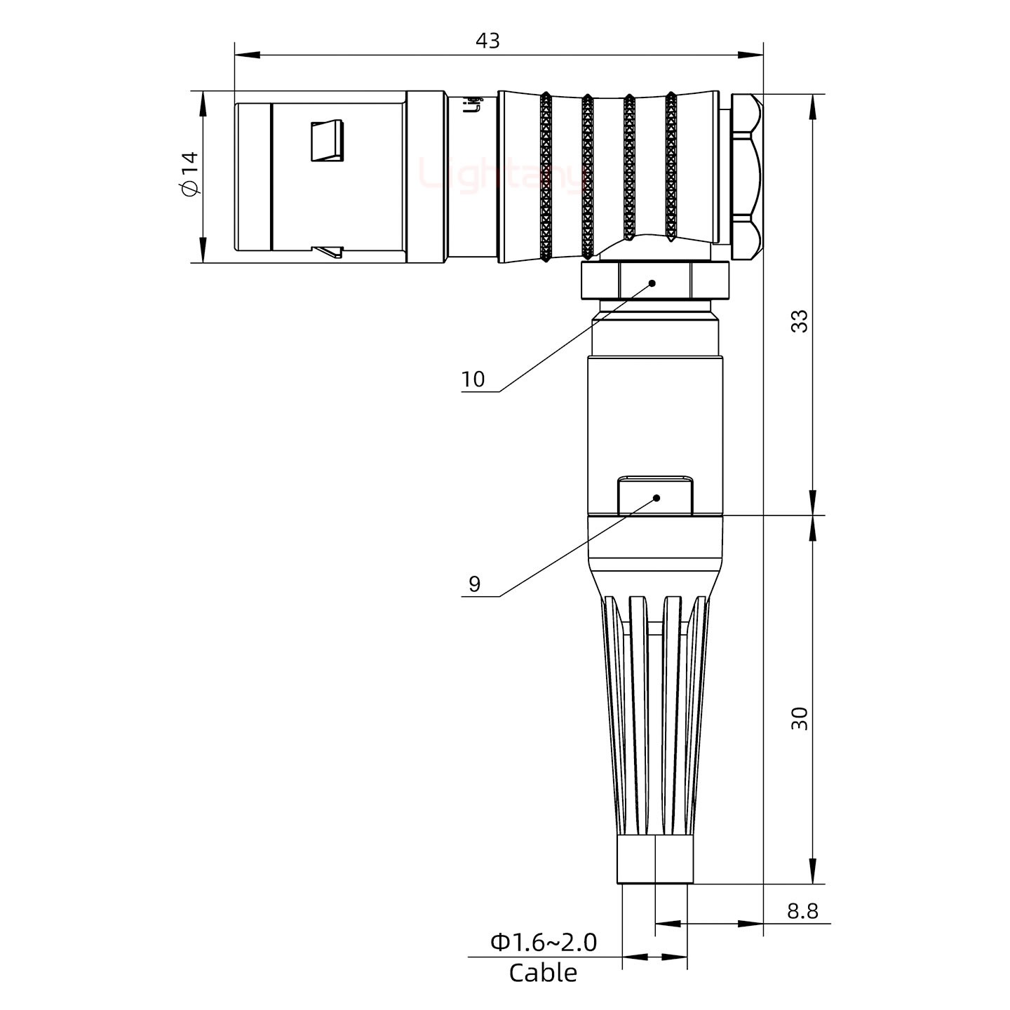 FHG.1K.003.CLAC20Z推拉自鎖帶護(hù)套彎式插頭