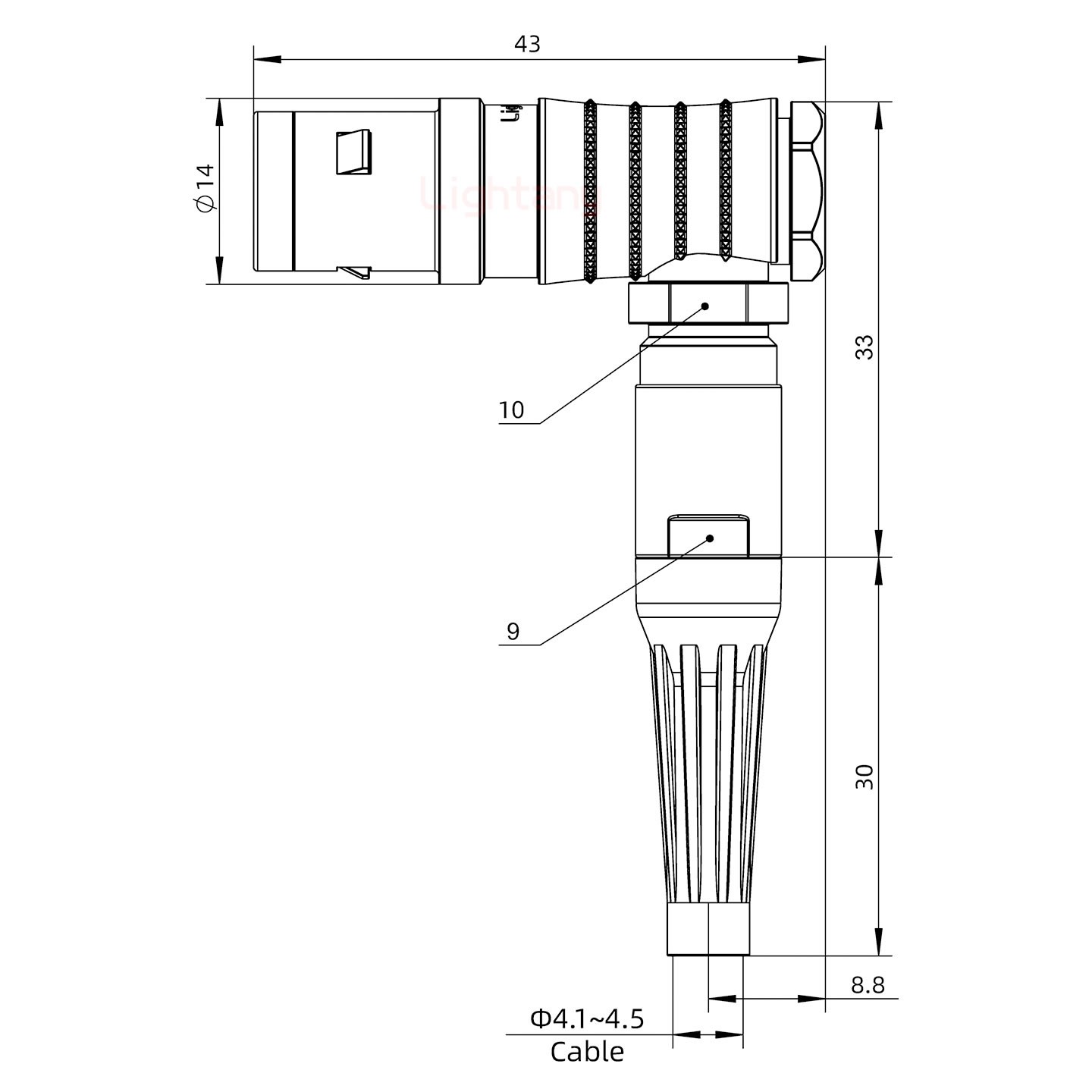 FHG.1K.007.CLAC45Z推拉自鎖帶護(hù)套彎式插頭