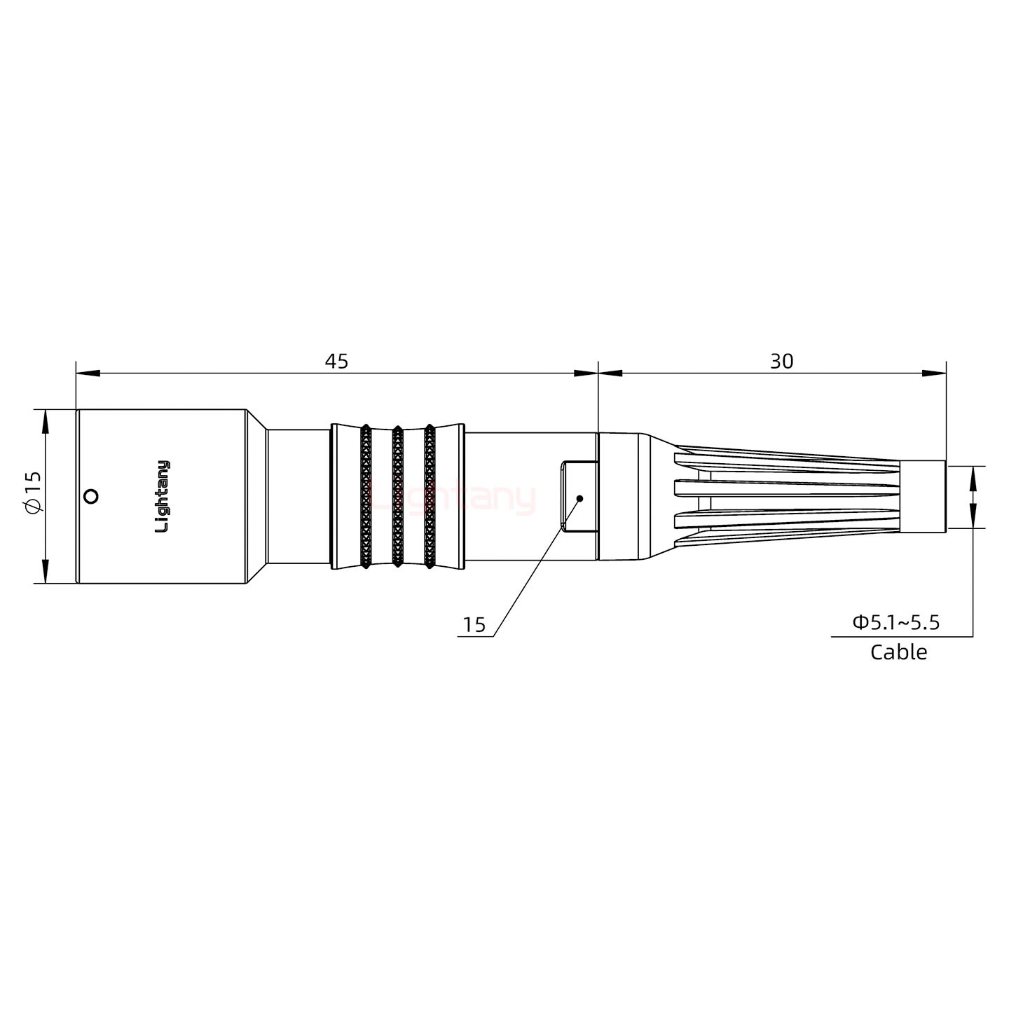 PHG.1K.007.CLAC55Z推拉自鎖帶護套浮動插座